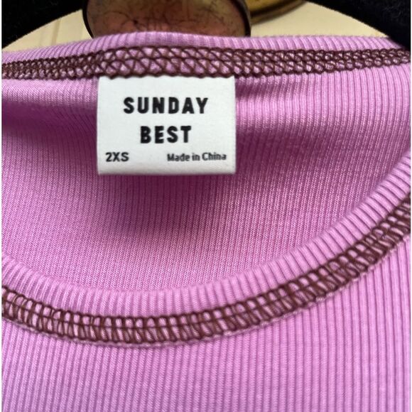 Aritzia Sunday Best lilac ribbed cropped top, sleeveless, crew neck,stretchy, S - Picture 2 of 6